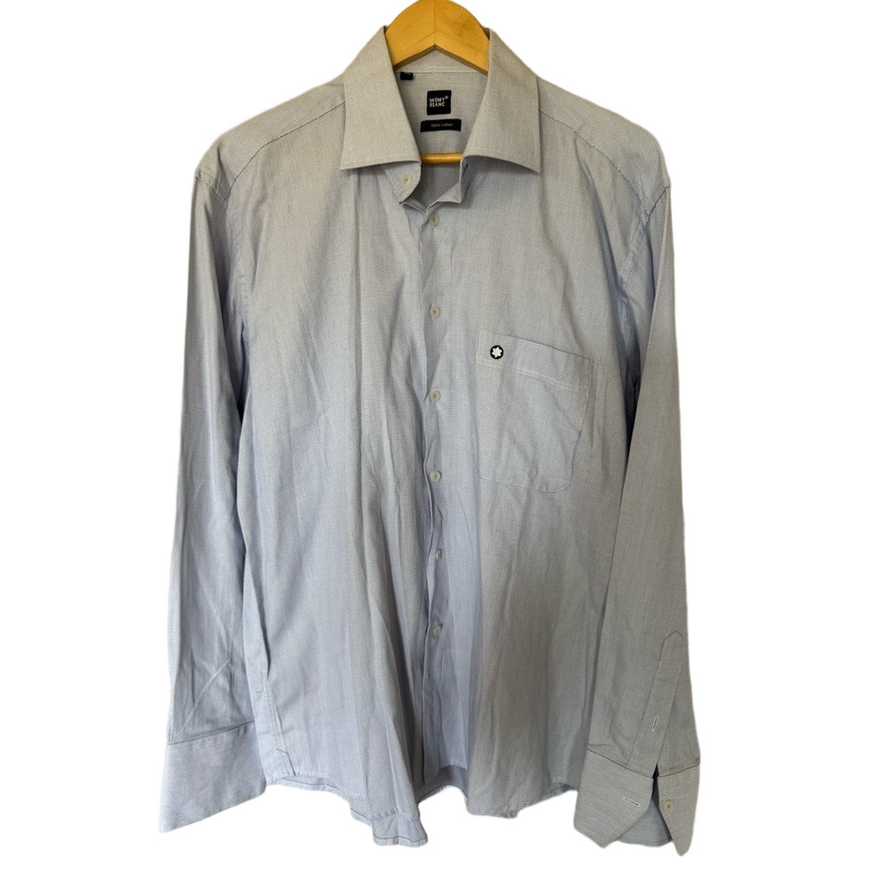 Mont Blanc Dress Shirt Blue and White